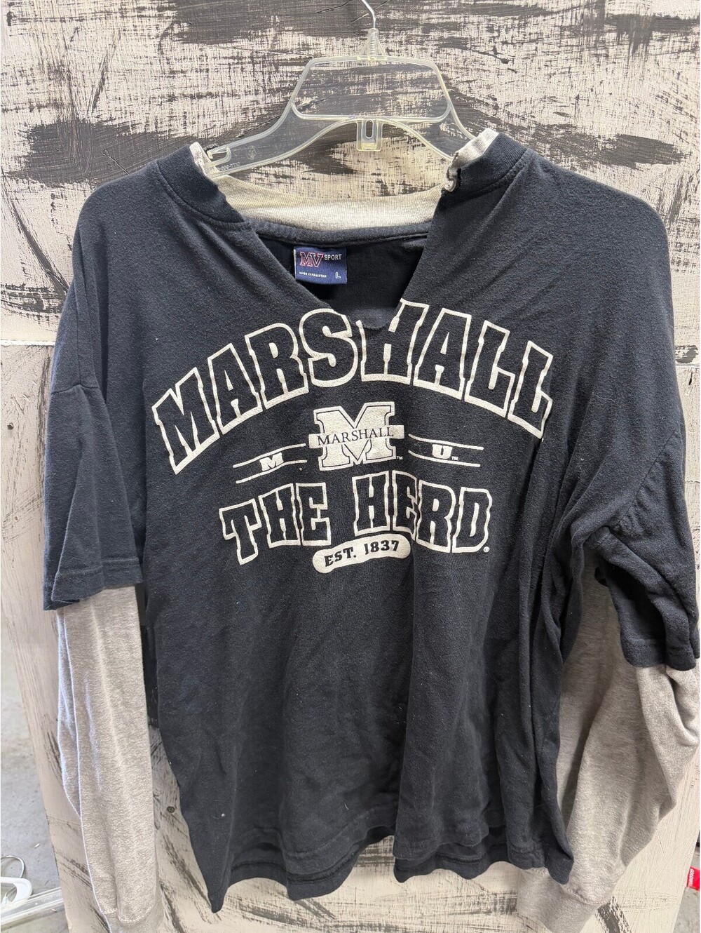 y2k marshall university distressed long sleeve shirt